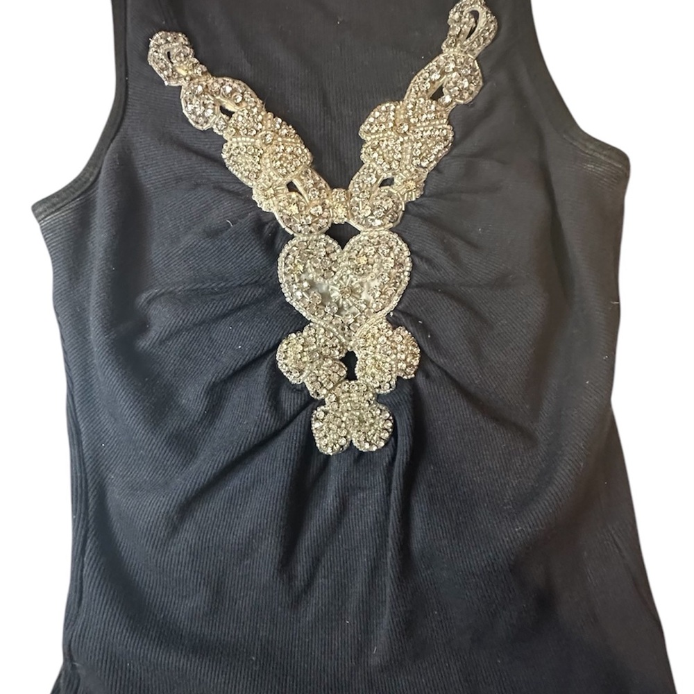 SKY Black Ruched Embellished Tank Top - Picture 2 of 6